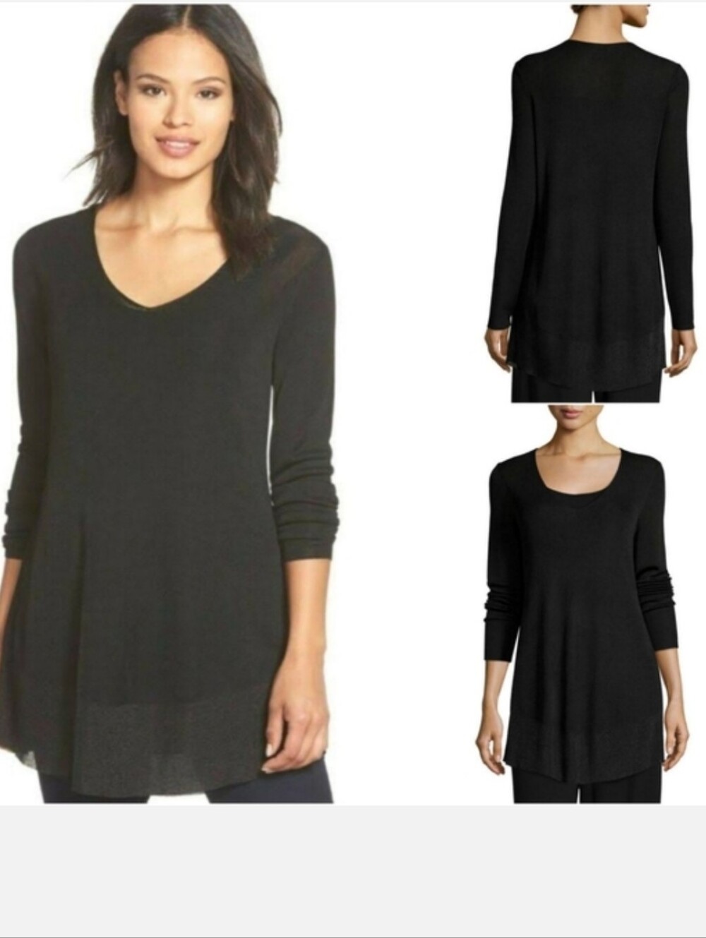New Eileen Fisher Shimmer Black Tunic XL